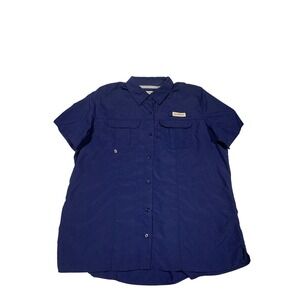 Magellan Outdoors Fish Gear Mens Large Blue Short Sleeve Fishing Shirt